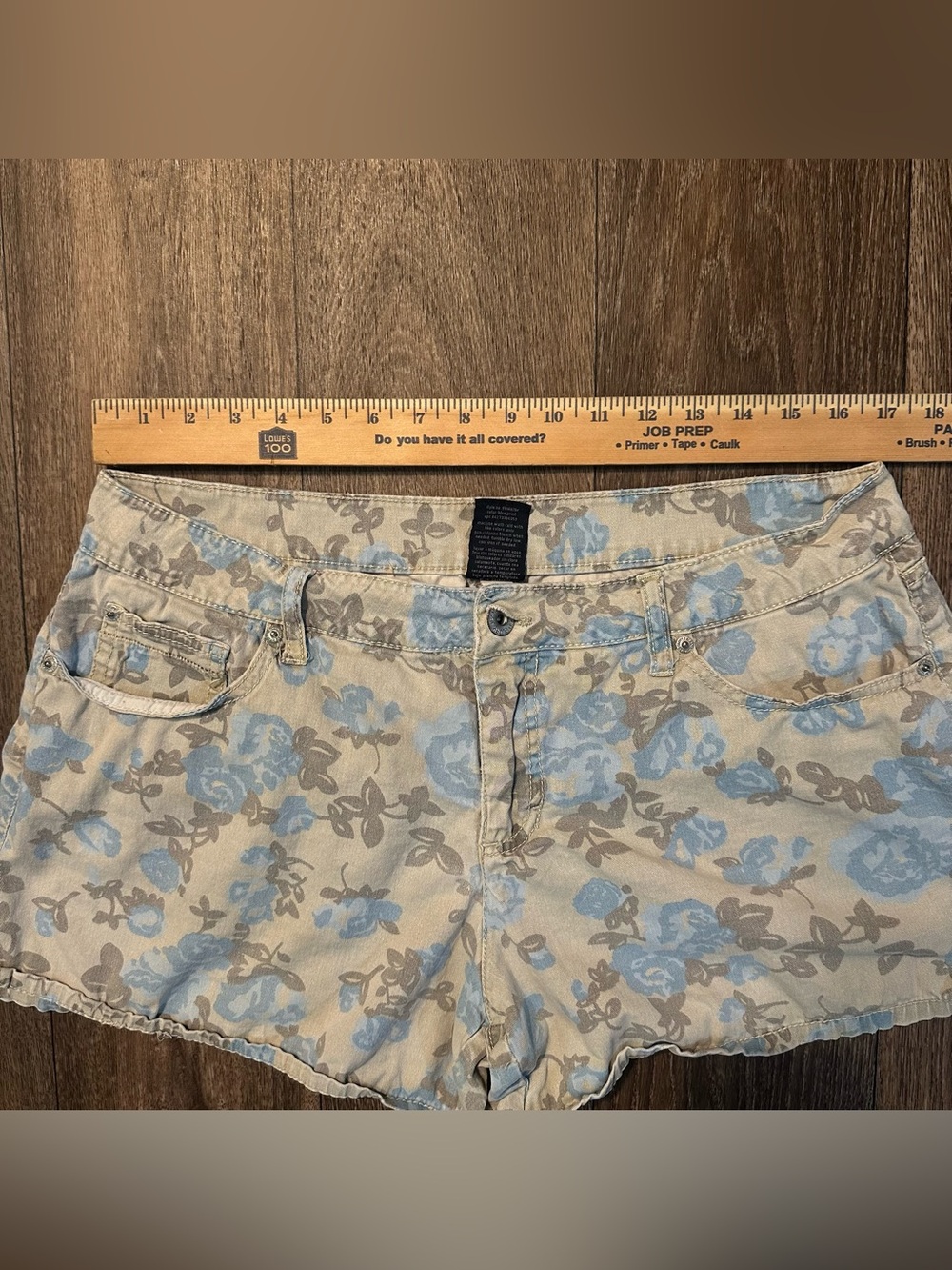 Y2K 2000’s blue floral shorts Sz 14 by faded glory - Picture 2 of 5